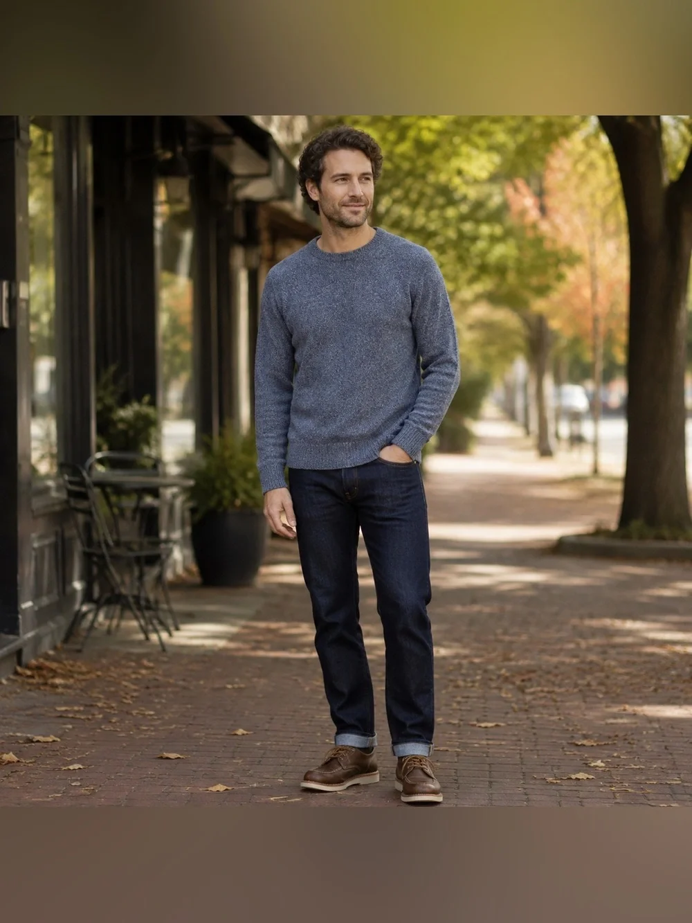 J.Crew Men’s Large 100% Lambswool Blue Marled Crewneck Sweater 2010
